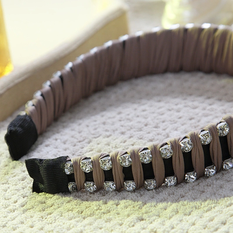 wholesale contracted stripe rhinestone hair hoop Designer hairband accessories web celebrity ins party women girl headbands