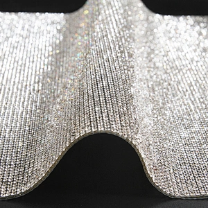 Kavatar Wholesale  2mm Aluminum Transfer Crystal Stone Mesh Sheets Trimming, Gold Accessories Base Hot Fix Rhinestone Iron on Trims