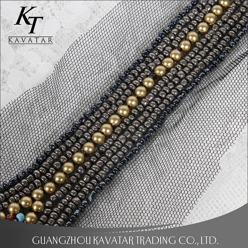 Gold beaded Collar Neck trim ethnic neck designs
