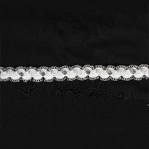 Kavatar Beaded Crystal Rhinestone Pearl Trim Ribbon For Bride Dress