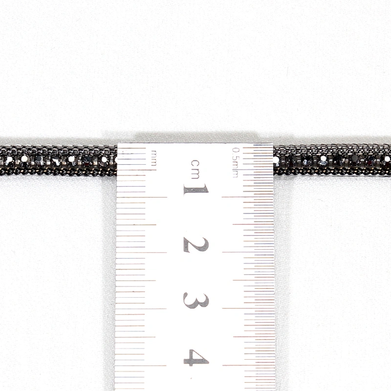 Copper Chain Bordered Hotfix Transfer Rhinestone Ribbon Trim