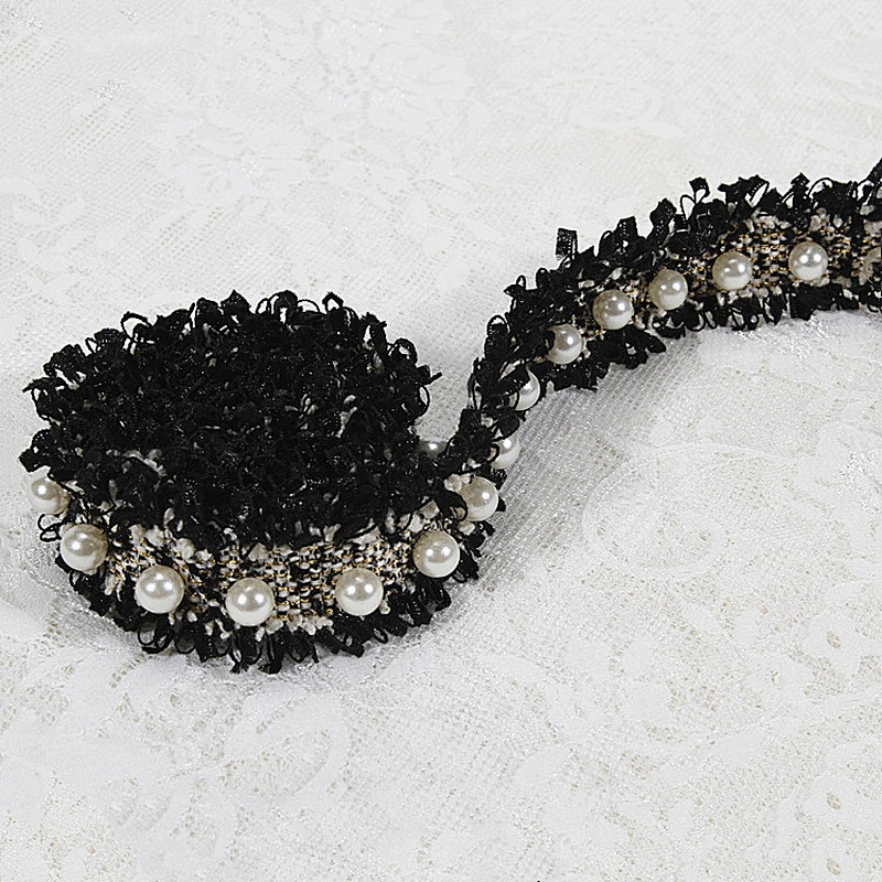 Hot sale 3.5cm handmade pearl beaded trimming for clothes