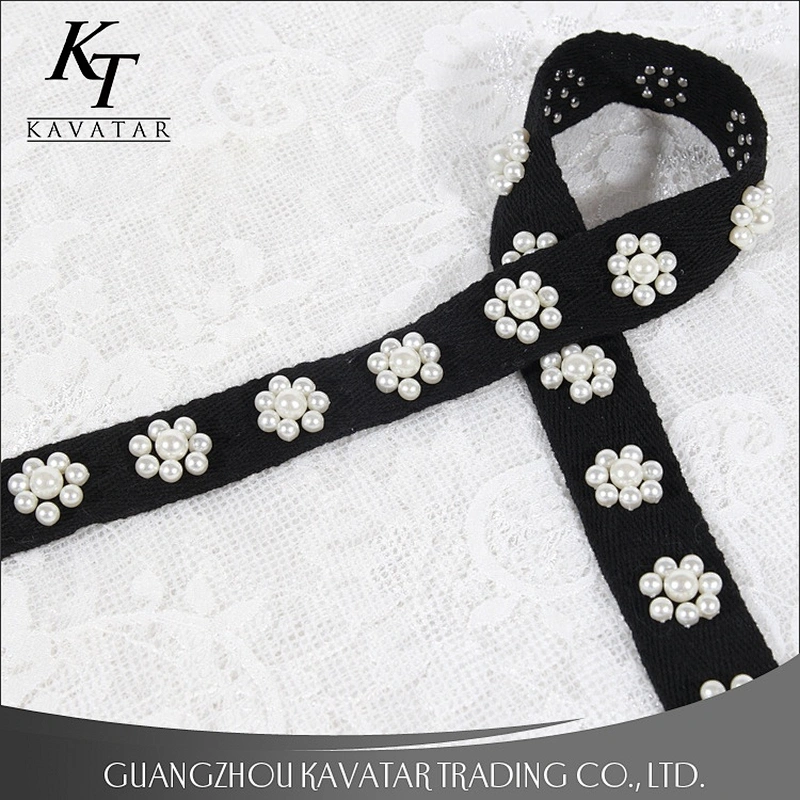 New Style Flower Shape Handmade Pearl Beaded Trimming For Garment