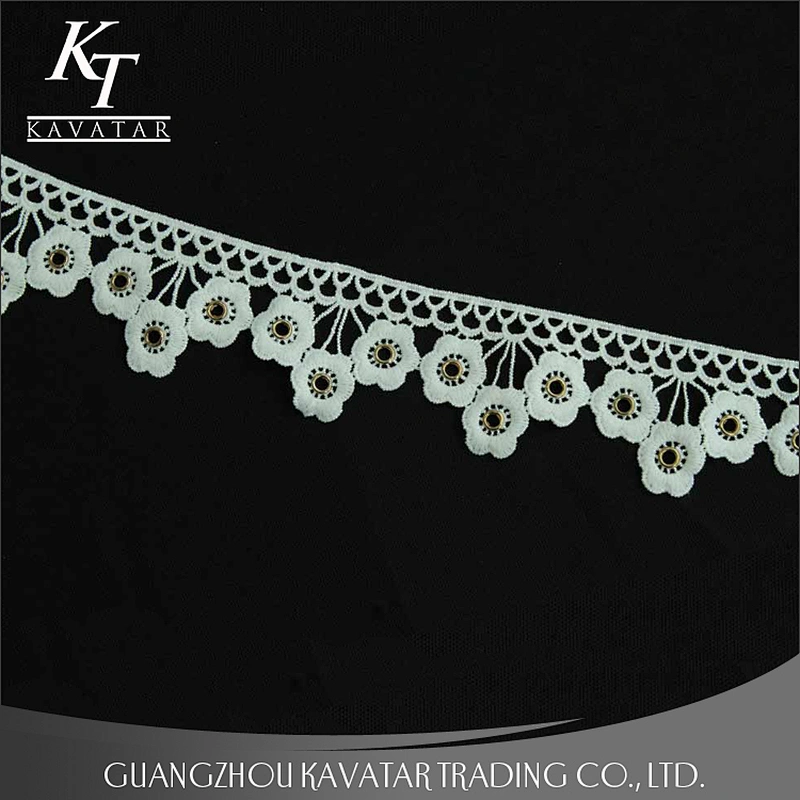 Fashion flower shape eyelet lace for garments new style eyelet lace
