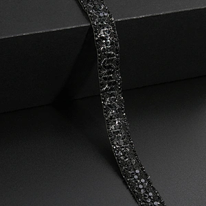 Kavatar Wholesale Hotfix Rhinestone Mesh Trimming Fashion For Clothing Hotfix Motif Designs Banding Trim Black Iron on Trims