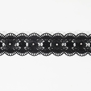 Designs Flower Lace Fashion Black African Styles Embroidery Lace Trim For Garment