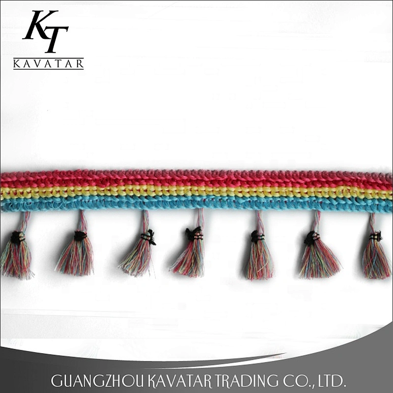 Kavatar Wholesale Fashion Mixing Color Tassel Trim Fringe For Decoration