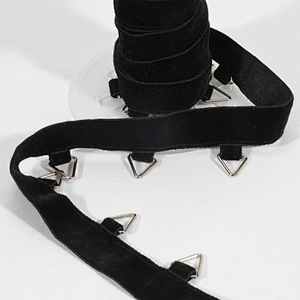 Hot sell triangle Copper eyelet velvet embroidery ribbon trim