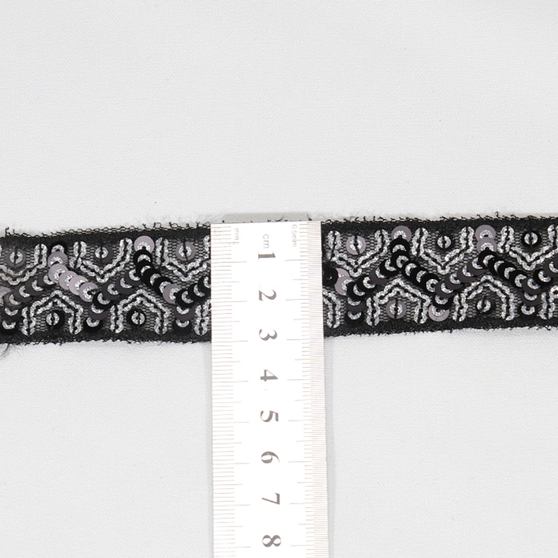 Wholesale Craft Stylish Sequin Beaded Embroidered Mesh Lace Trim