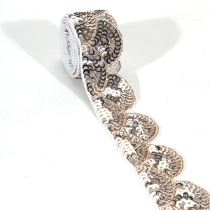 Handmade Mesh Guipure Lace Base Sequin Decoration Ribbon