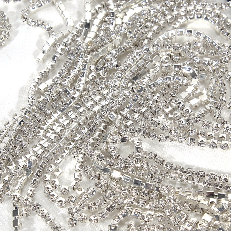 Wholesale Black Polyester Strips Accessories Rhinestone Fringe Tassel Trim for Dress Decoration