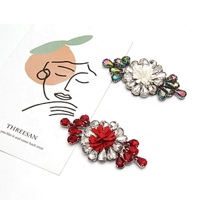Christmas Cherry Flower Decorative Sew on Rhinestone Beaded Patches Wholesale patches for clothing