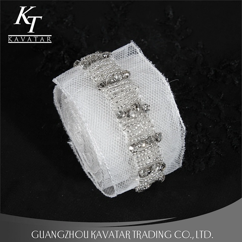Accessories claw rhinestone beaded lace mesh trim decorate for bride wedding dress