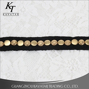 Beautiful gold stud lace trim accept custom trimming