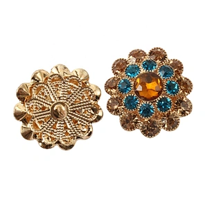 Kavatar Wholesale Bulk Crystal Gold Green Button For Garment