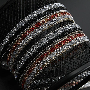 Kavatar Wholesale Accessories Chain Beaded Rhinestone Hotfix Trim Garment Accessory Custom Design Iron on Trims