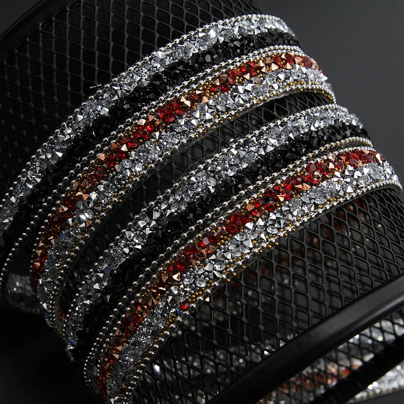 Kavatar Wholesale Accessories Chain Beaded Rhinestone Hotfix Trim Garment Accessory Custom Design Iron on Trims