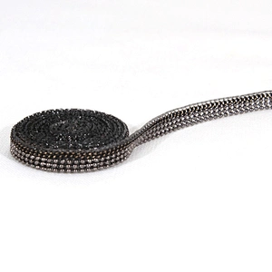 Black Plastic Beads Mini Hot Fix Trim with Copper Chain