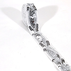Design Grace 2cm Jacquard Beaded Mesh Lace Embroidery Sequin Tape