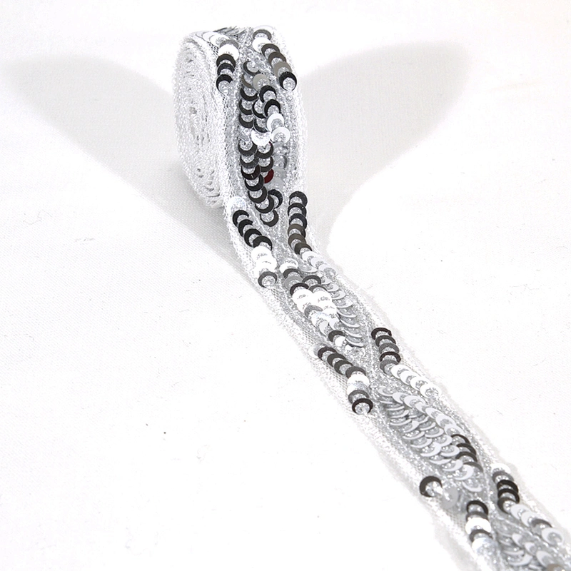 Design Grace 2cm Jacquard Beaded Mesh Lace Embroidery Sequin Tape