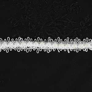 White Lace Pearl Beaded Trim Ribbon For Sewing Wedding Apparel Decoration