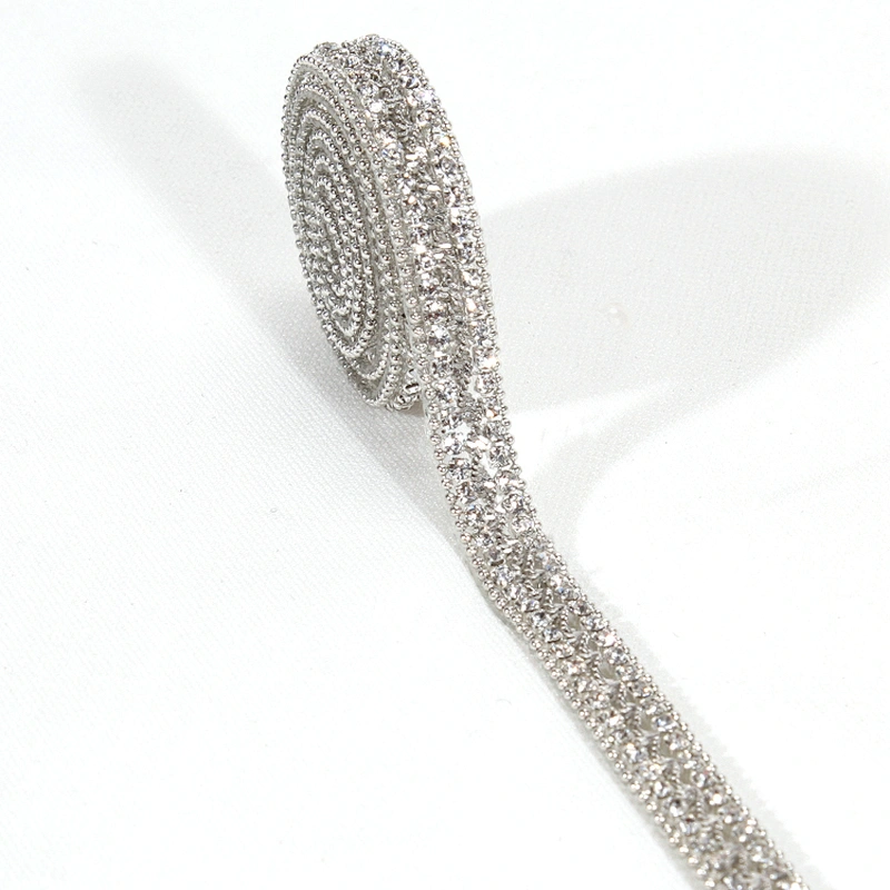 Decorative 1cm Accessories Beads Edged Hot Fix Rhinestone Trim for Garments