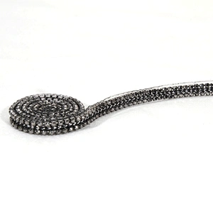 China Supplier Black Coated Rhinestone Beaded Heat Transfer Ribbon with Accessories Chain