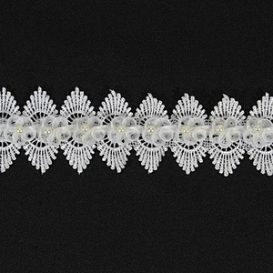 Free Samples Flower Embroidery Trim Lace With Pearls