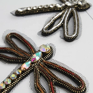 Fancy Beaded Crystal Patch,Crytal Patch,Sewing on Embroidered Patch for Garment DIY Rhinestone applique