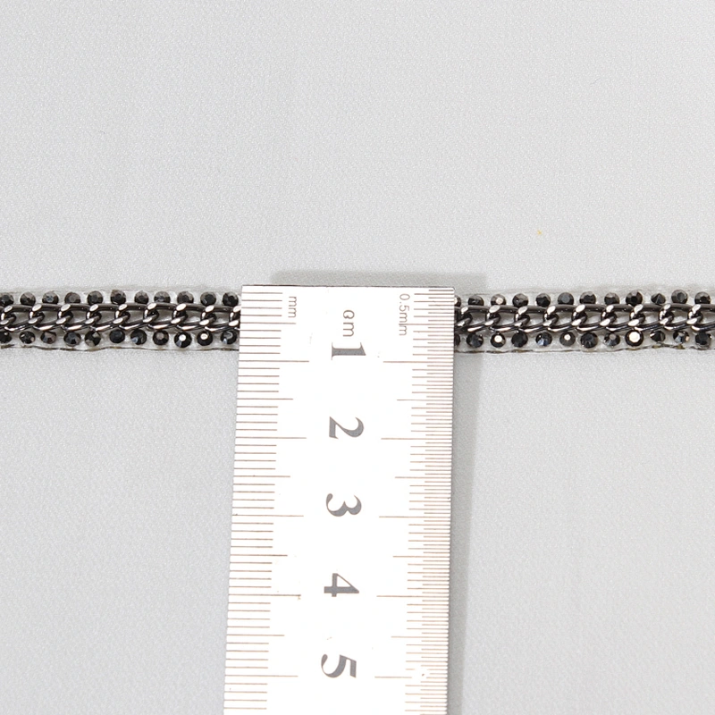 Unique Beaded Stud Hot Fix Trim Tape with Accessories Circle Chain