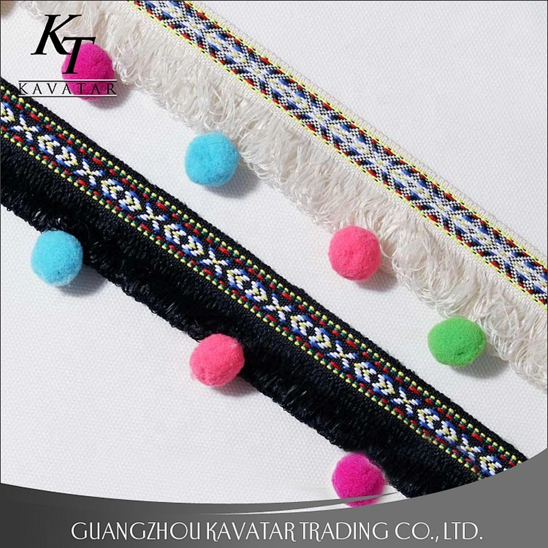 Fashion Colorful Balls Lace trimming pompom Trim For Garment