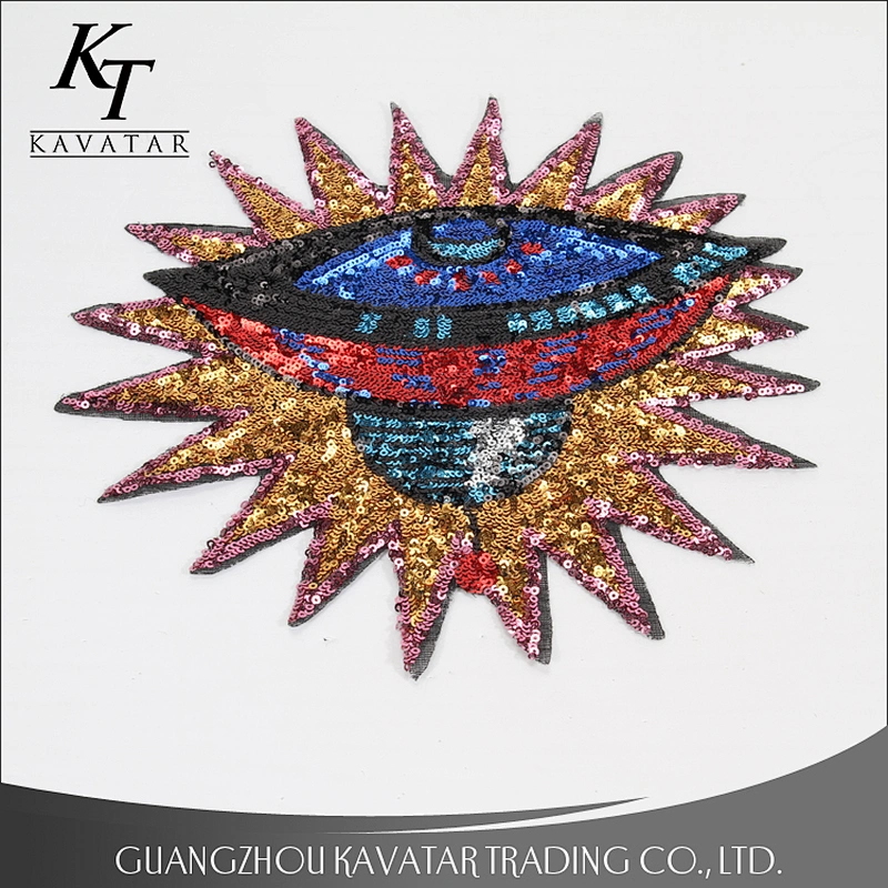 Cute Sequined UFO Patch Stick On Applique For Clothe T-shirt Bags Embroidered Patches Motif