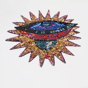 Cute Sequined UFO Patch Stick On Applique For Clothe T-shirt Bags Embroidered Patches Motif