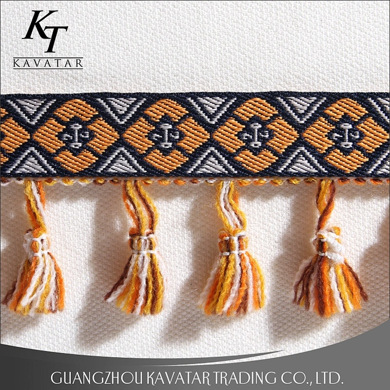 Fashion Design Golden Yellow Tassel Fringe Lace Trimming