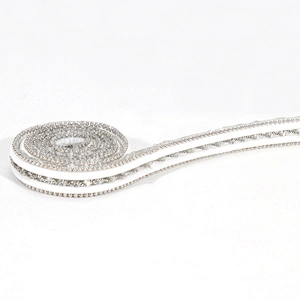 Wholesale 1cm Copper Chain Beaded Hotfix Trim with White Strips