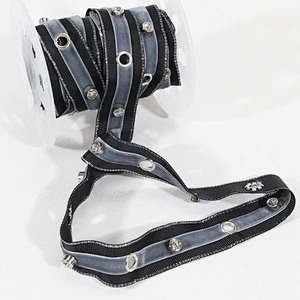 Unique white eyelet  trim tape with crystal