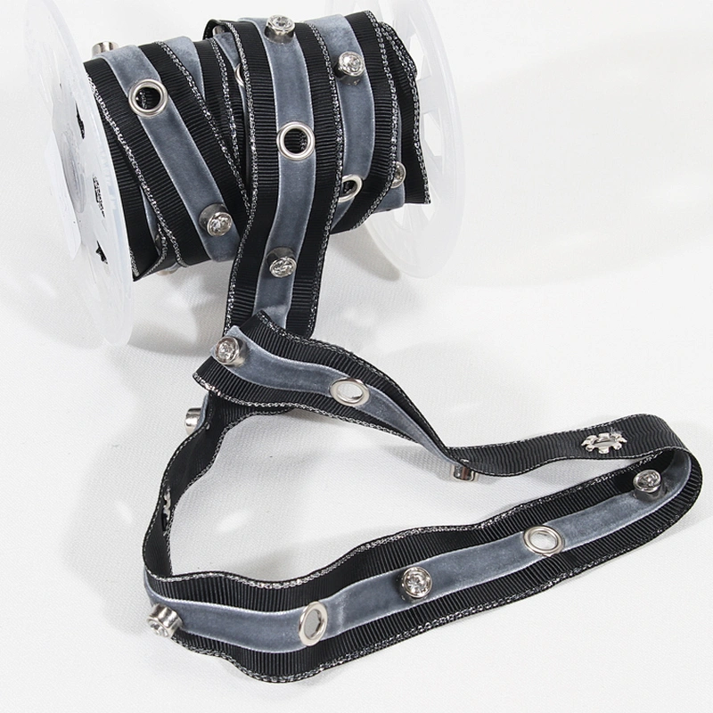 Unique white eyelet  trim tape with crystal