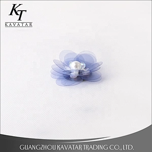 Customized Popular Blue 3D Flower Pearl Flower Patches