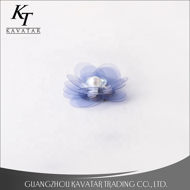 Customized Popular Blue 3D Flower Pearl Flower Patches