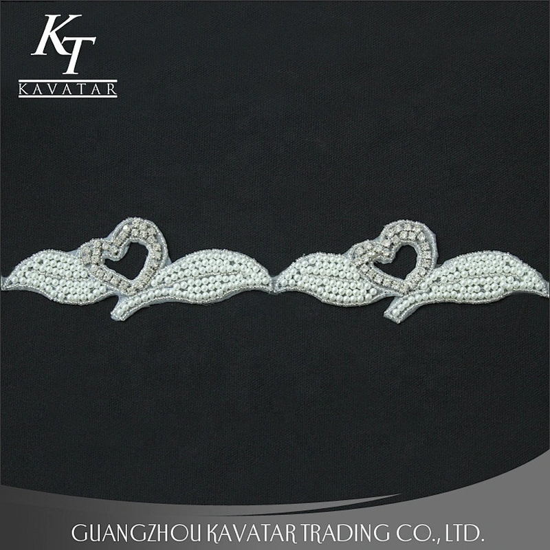 New Arrive love design crystal applique for wedding dress