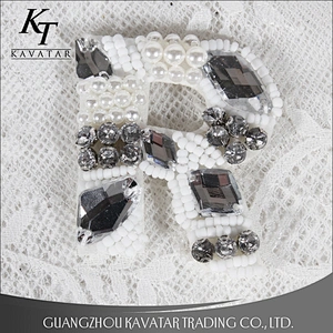 Wholesale 26 Letter Bead Rhinestone Patches Clothes Applique Design Shoe Accessories