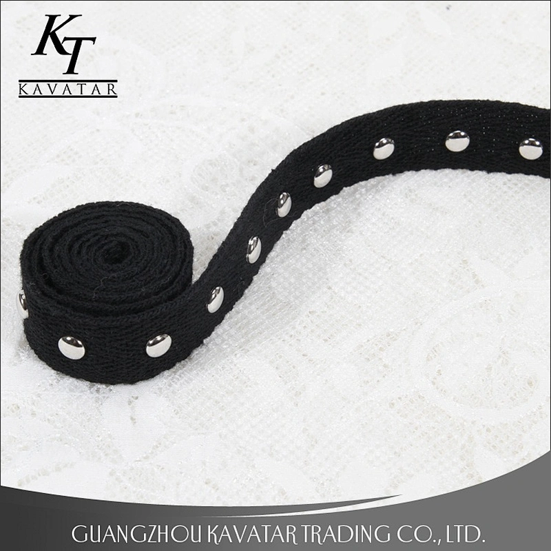 kavatar Round Beads Black Tape Lace Trimming For Garments