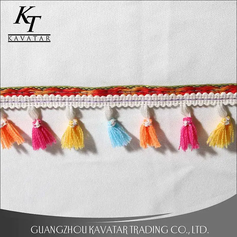 Kavatar New Style Fancy Colorful Curtain Tassel pompom Trim