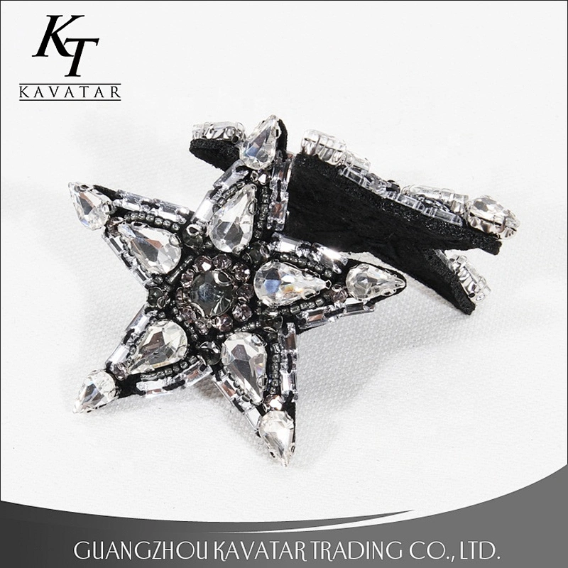 Factory Wholesale Fashion Star Style Designs Rhinestone Beaded Sew-On Patches