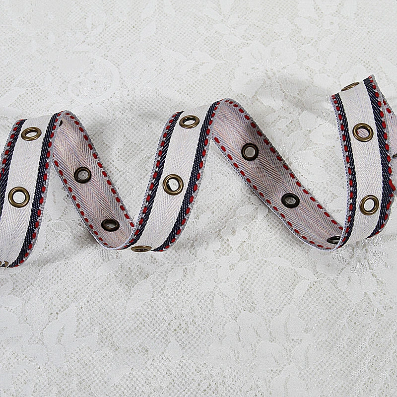Popular eyelet decoration trim,made of polyester and eyelet,can customized design