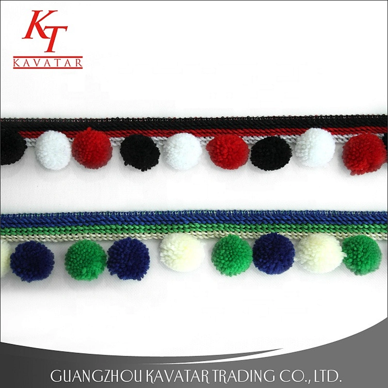 Kavatar Wholesale Multi Colors Sewing Hats Craft pompom Mini Bobble Ball Fringe Braid Lace Trimming