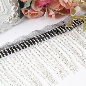bling bling 10cm width rhinestone tassel trim rhinestone Copper cup chain for garment