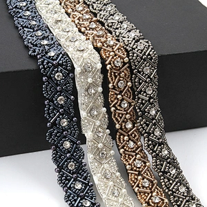 Wholesale multi color handmade organza pearl lace trim  for garment accessories