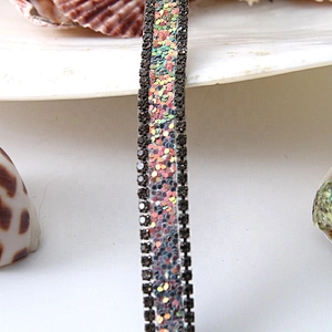 1cm hot fix tape with rhinestone hot fix trimming chain glitter trim for DIY garment dresses