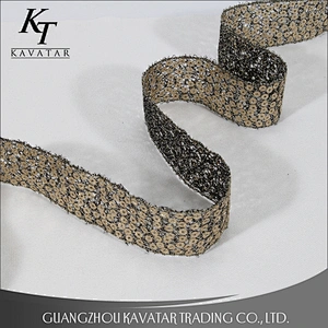 Beaded Gold Sequin Trim Lace Ribbon Trimming Applique Tape Lace